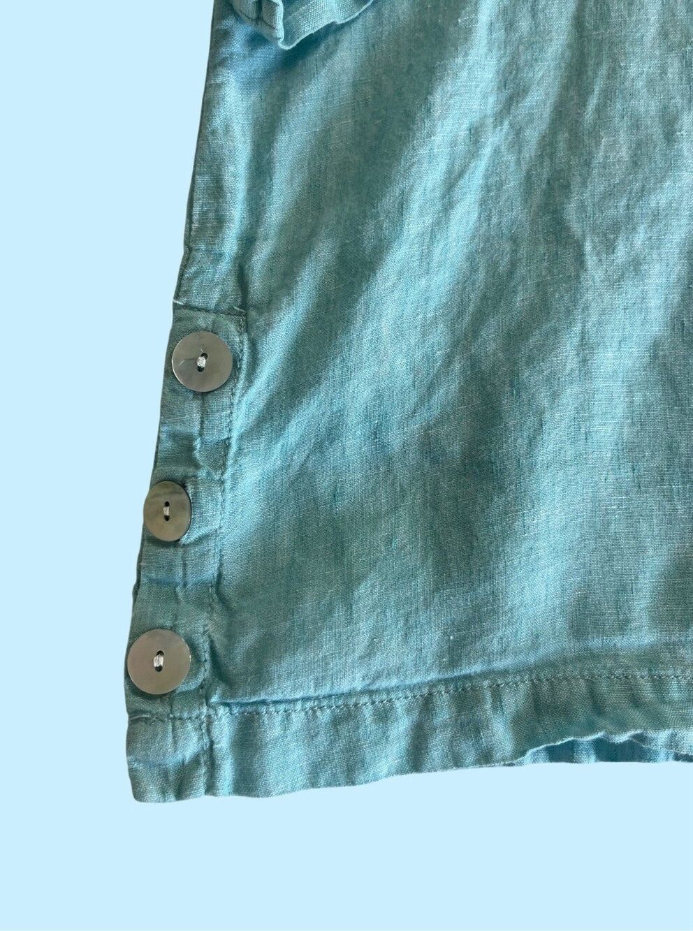 Sigrid Olsen Popover Tunic Top Shirt Blue Collared 100% Linen COASTAL LAGENLOOK - Picture 6 of 8